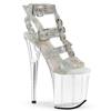 Pleaser - FLAMINGO856RS Sandale à bride à la cheville, Pole dance chaussures - Couleur argent/Transparent Product image
